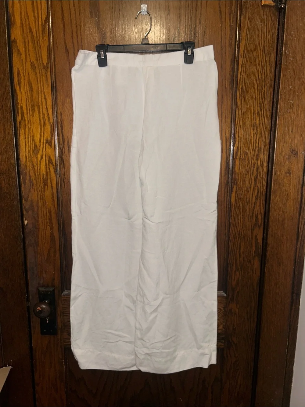 Womens H&M Linen blend wide leg trousers pants size 10 white
